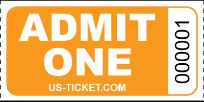 Admit One Roll Ticket Orange