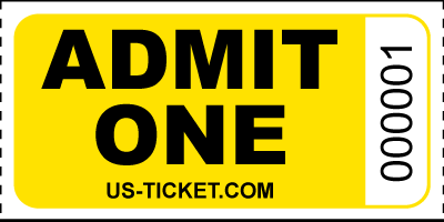 Admit One Roll Ticket Yellow