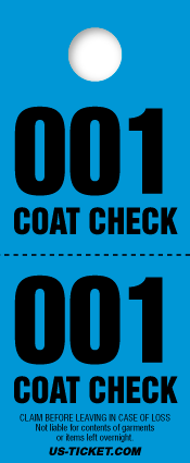 2 Part Coat Check Ticket - Value Size