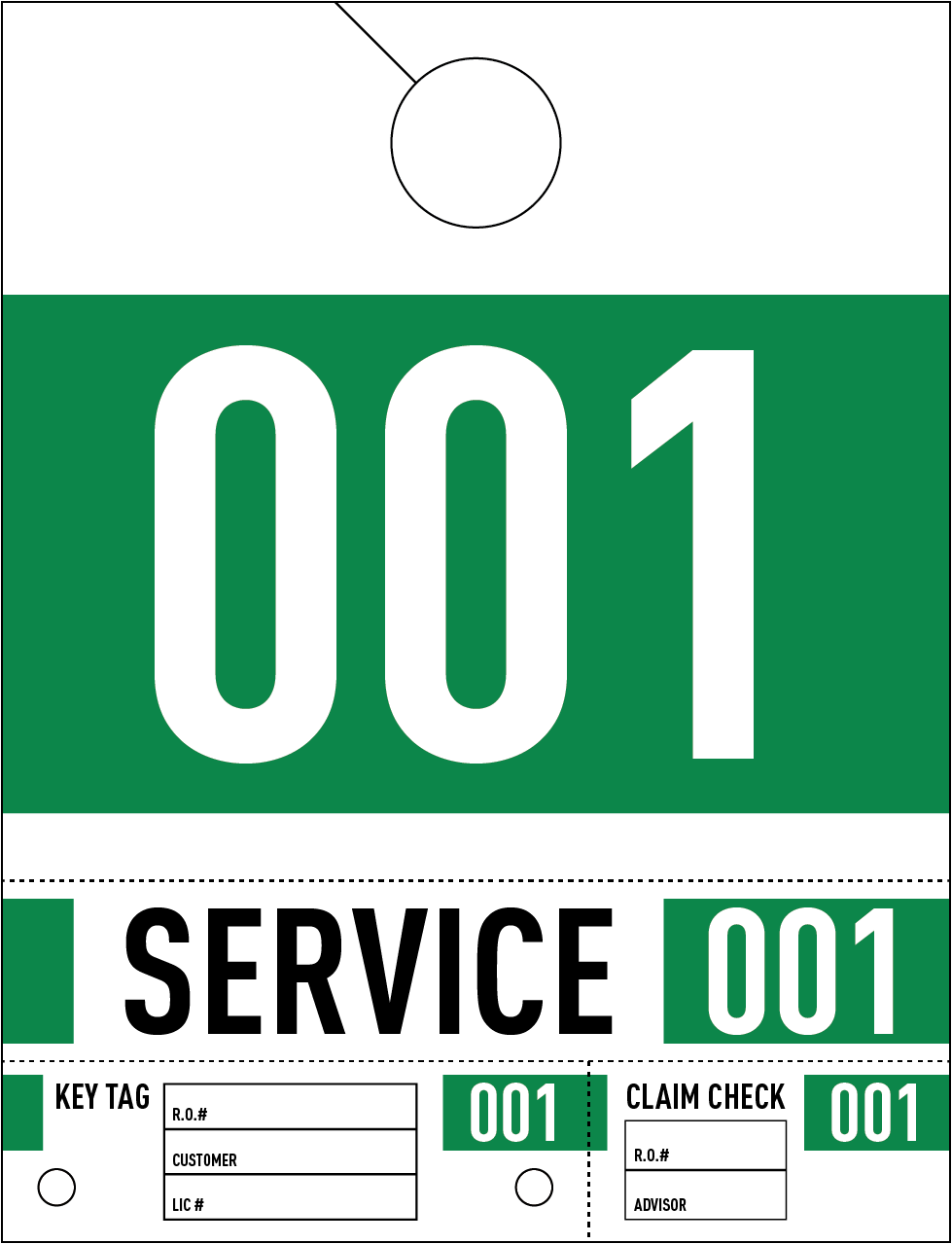 Dealership Service Repair Hang Tags 